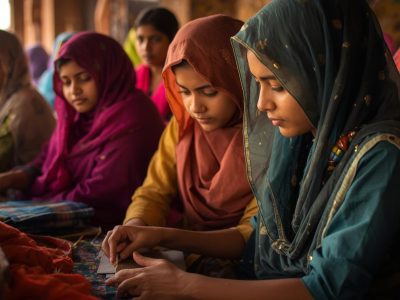 group of girls in pakistan learning livelihood skills